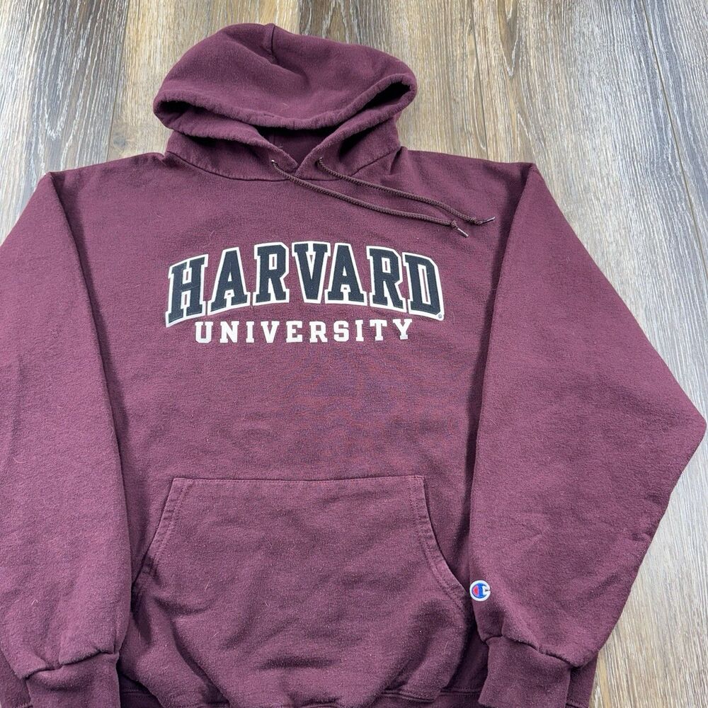 Vintage Harvard Hoodie Mens XL Maroon Sweatshirt University Spellout Sweater